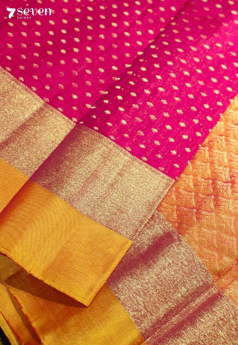 A Million Dew Drops Signature Seven Handloom Pink Bangalore Pure Silk Saree|Silk Mark Certified - Seven Sarees - Saree - Seven Sarees
