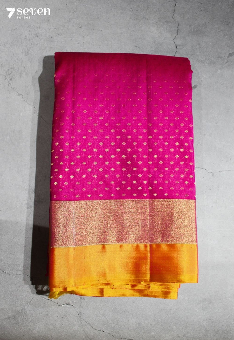 A Million Dew Drops Signature Seven Handloom Pink Bangalore Pure Silk Saree|Silk Mark Certified - Seven Sarees - Saree - Seven Sarees