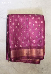 A Thousand Leaves Handloom Pink Pure Tussar Silk(Kosa) Saree with HandBlock Print| Silk Mark Certified - Seven Sarees - Saree - Seven Sarees