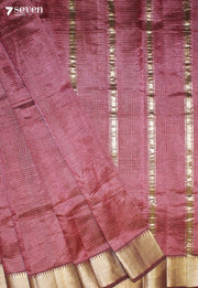 Aabhrini Mangalagiri Handloom Pink Silk Cotton Checked Saree - Seven Sarees - Saree - Seven Sarees