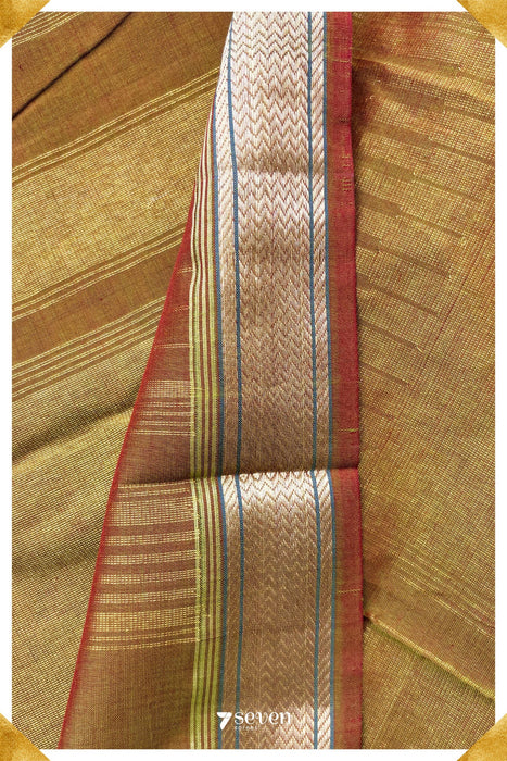 Aala Signature Seven Handloom Brown Bangalore Cotton Saree - Seven Sarees - Saree - Seven Sarees