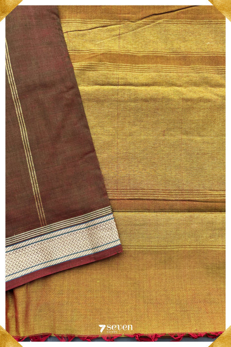 Aala Signature Seven Handloom Brown Bangalore Cotton Saree - Seven Sarees - Saree - Seven Sarees