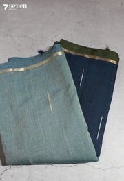 Aalaya Signature Seven Handloom Blue Bangalore Pure Cotton Saree - Seven Sarees - Saree - Seven Sarees