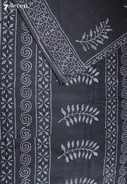 Aamodini Jaipur Black Hand Block Printed 100% Cotton Saree - Seven Sarees - Saree - Seven Sarees