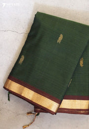 Aarithya Signature Seven Handloom Green Bangalore Pure Cotton Saree - Seven Sarees - Saree - Seven Sarees