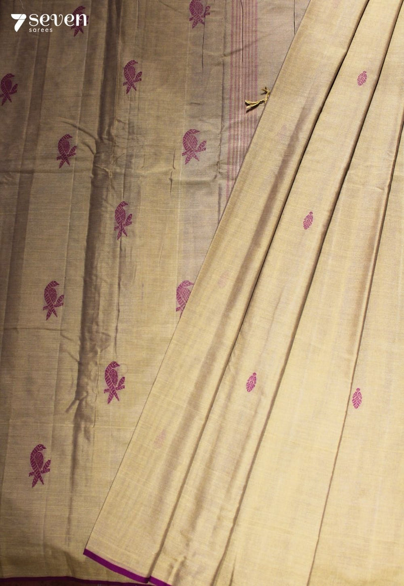 Aaryavalli Signature Seven Handloom Khakhi Bangalore Pure Cotton Saree - Seven Sarees - Saree - Seven Sarees