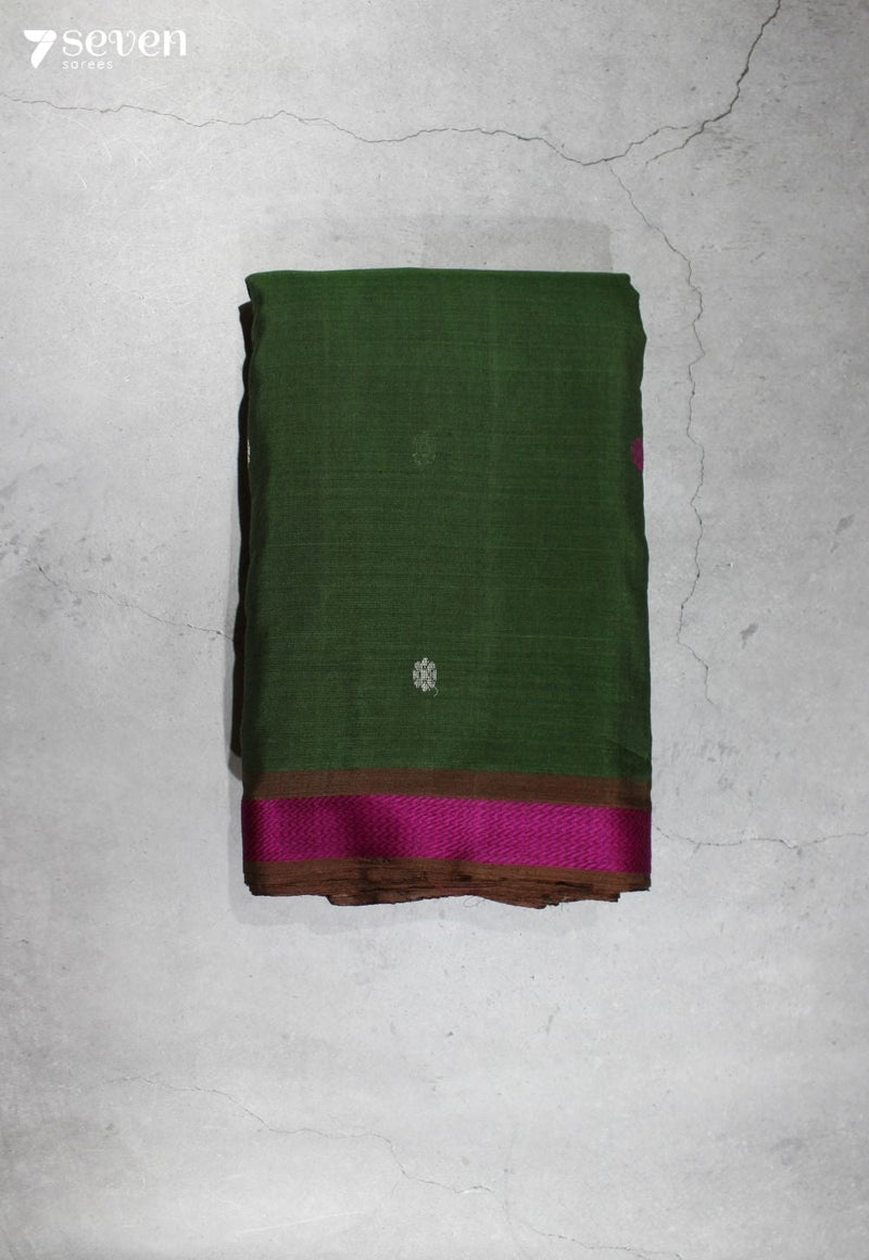 Aavirya Signature Seven Handloom Green Bangalore Pure Cotton Saree - Seven Sarees - Saree - Seven Sarees
