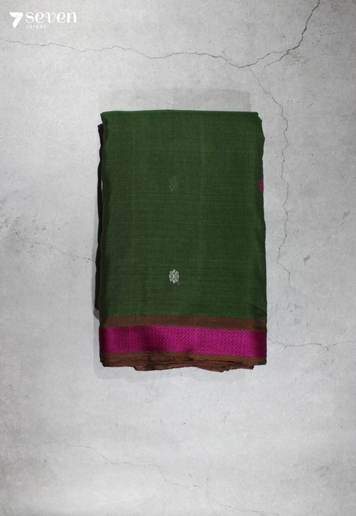 Aavirya Signature Seven Handloom Green Bangalore Pure Cotton Saree - Seven Sarees - Saree - Seven Sarees