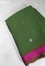 Aavirya Signature Seven Handloom Green Bangalore Pure Cotton Saree - Seven Sarees - Saree - Seven Sarees