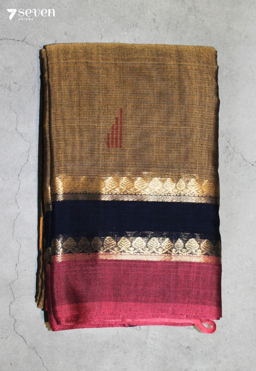 Abhiri Signature Seven Handloom Mustard Bangalore Pure Cotton Saree - Seven Sarees - Saree - Seven Sarees