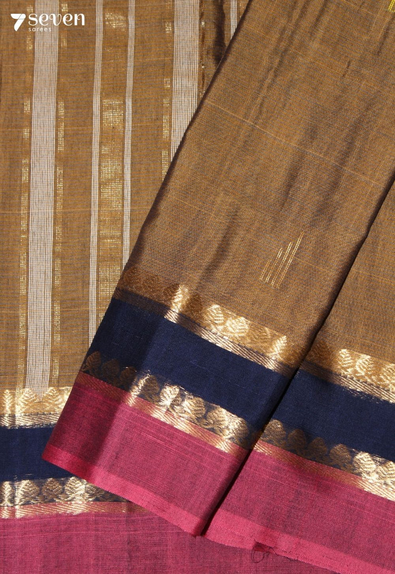 Abhiri Signature Seven Handloom Mustard Bangalore Pure Cotton Saree - Seven Sarees - Saree - Seven Sarees