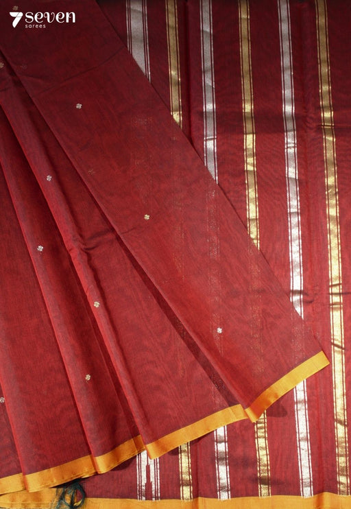 Adhritika Signature Seven Handloom Red Bangalore Pure Silk Cotton Saree - Seven Sarees - Saree - Seven Sarees