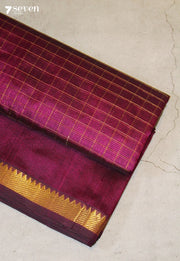 Ahalira Mangalagiri Handloom Pink Silk Cotton Checked Saree - Seven Sarees - Saree - Seven Sarees