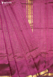 Ahalira Mangalagiri Handloom Pink Silk Cotton Checked Saree - Seven Sarees - Saree - Seven Sarees