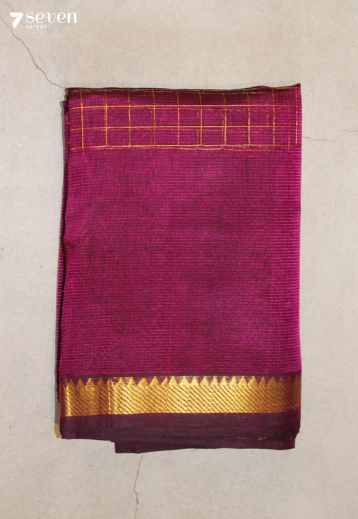 Ahalira Mangalagiri Handloom Pink Silk Cotton Checked Saree - Seven Sarees - Saree - Seven Sarees