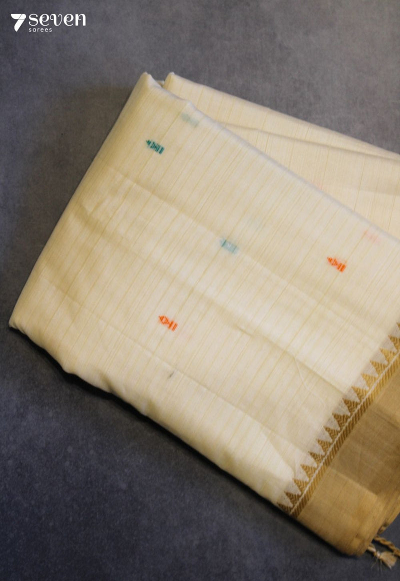 Ahalira Signature Seven Handloom Off - White Bangalore Pure Cotton Saree - Seven Sarees - Saree - Seven Sarees