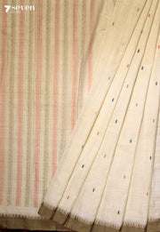 Ahalira Signature Seven Handloom Off - White Bangalore Pure Cotton Saree - Seven Sarees - Saree - Seven Sarees