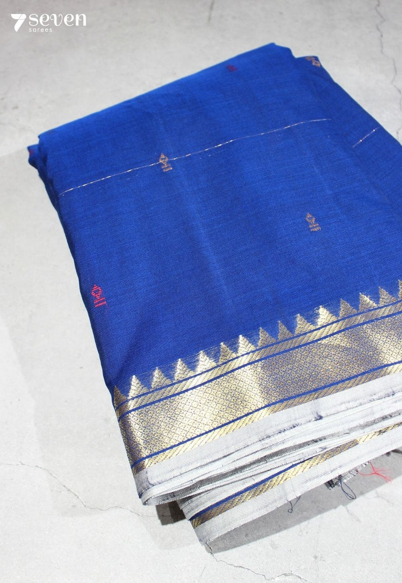 Ahalya Signature Seven Handloom Blue Bangalore Pure Cotton Saree - Seven Sarees - Saree - Seven Sarees