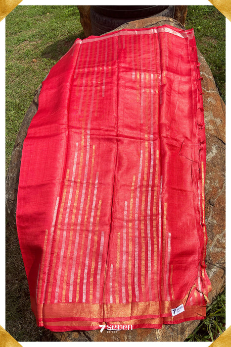 Alyssa Chattisgarh Red Pure Kosa Silk Saree|Silk Mark Certified - Seven Sarees - Saree - Seven Sarees