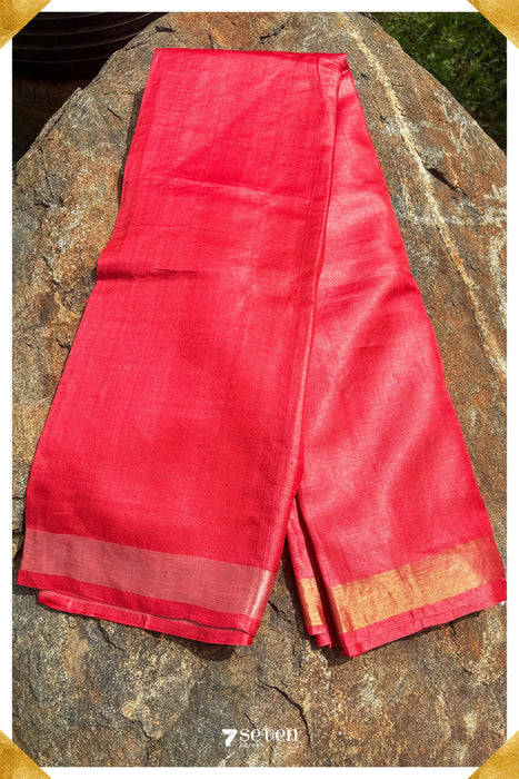 Alyssa Chattisgarh Red Pure Kosa Silk Saree|Silk Mark Certified - Seven Sarees - Saree - Seven Sarees