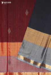 Ambalika Signature Seven Handloom Dark Blue Bangalore Pure Cotton Saree - view 5