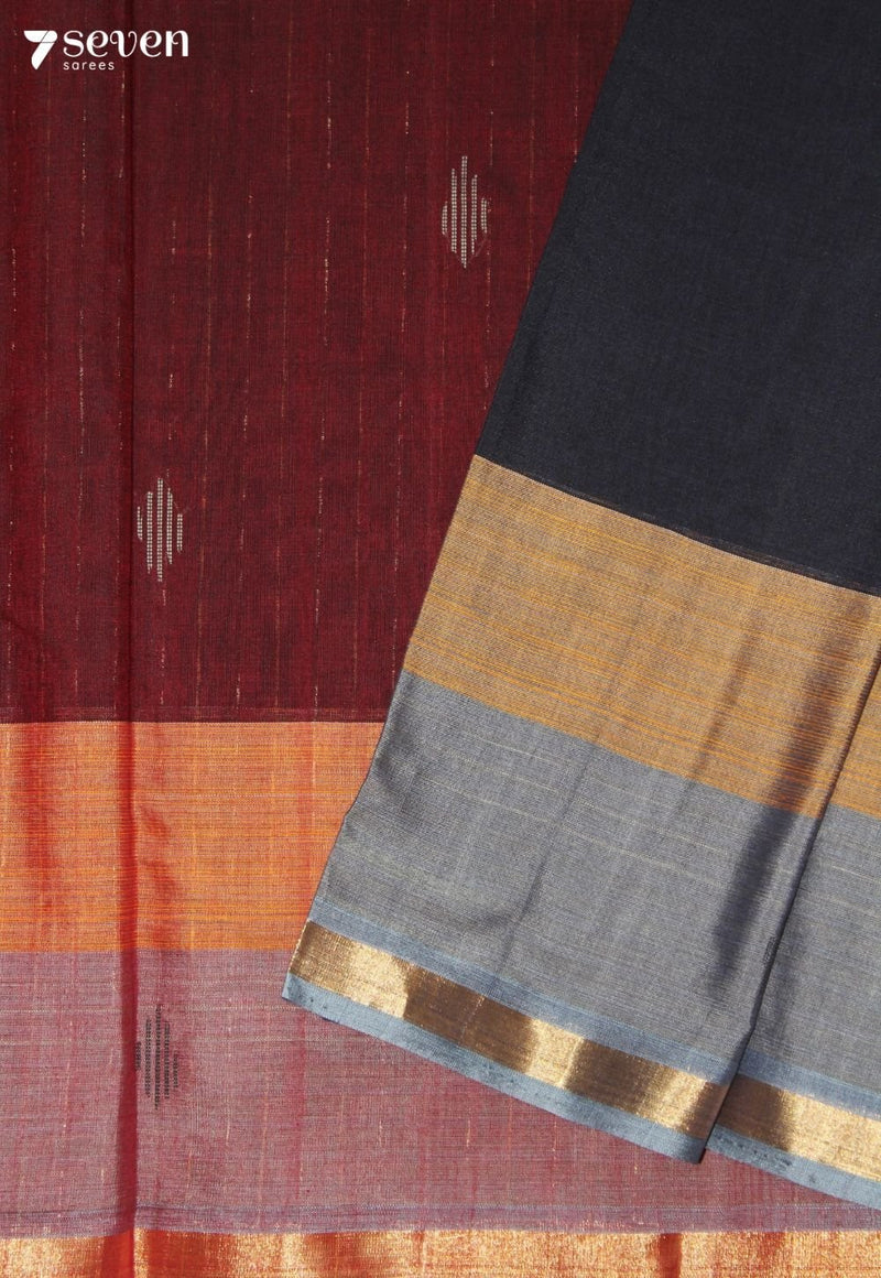 Ambalika Signature Seven Handloom Dark Blue Bangalore Pure Cotton Saree - view 5