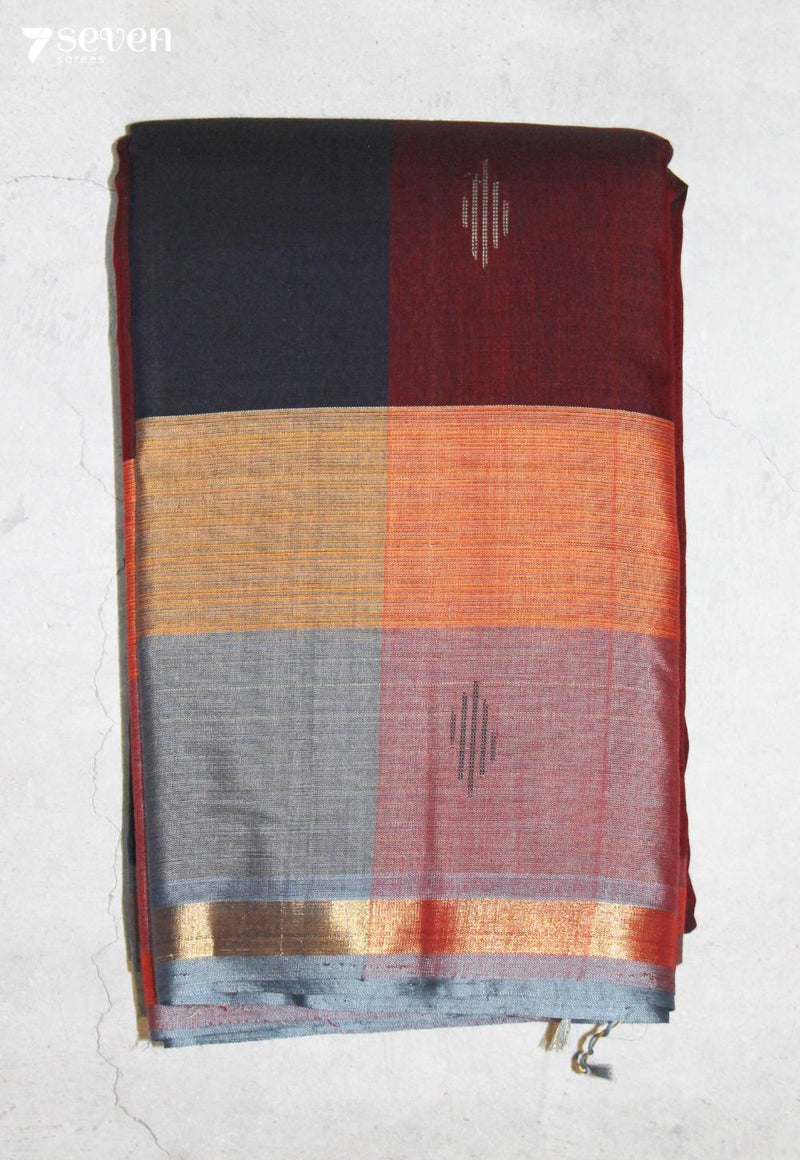 Ambalika Signature Seven Handloom Dark Blue Bangalore Pure Cotton Saree - view 2