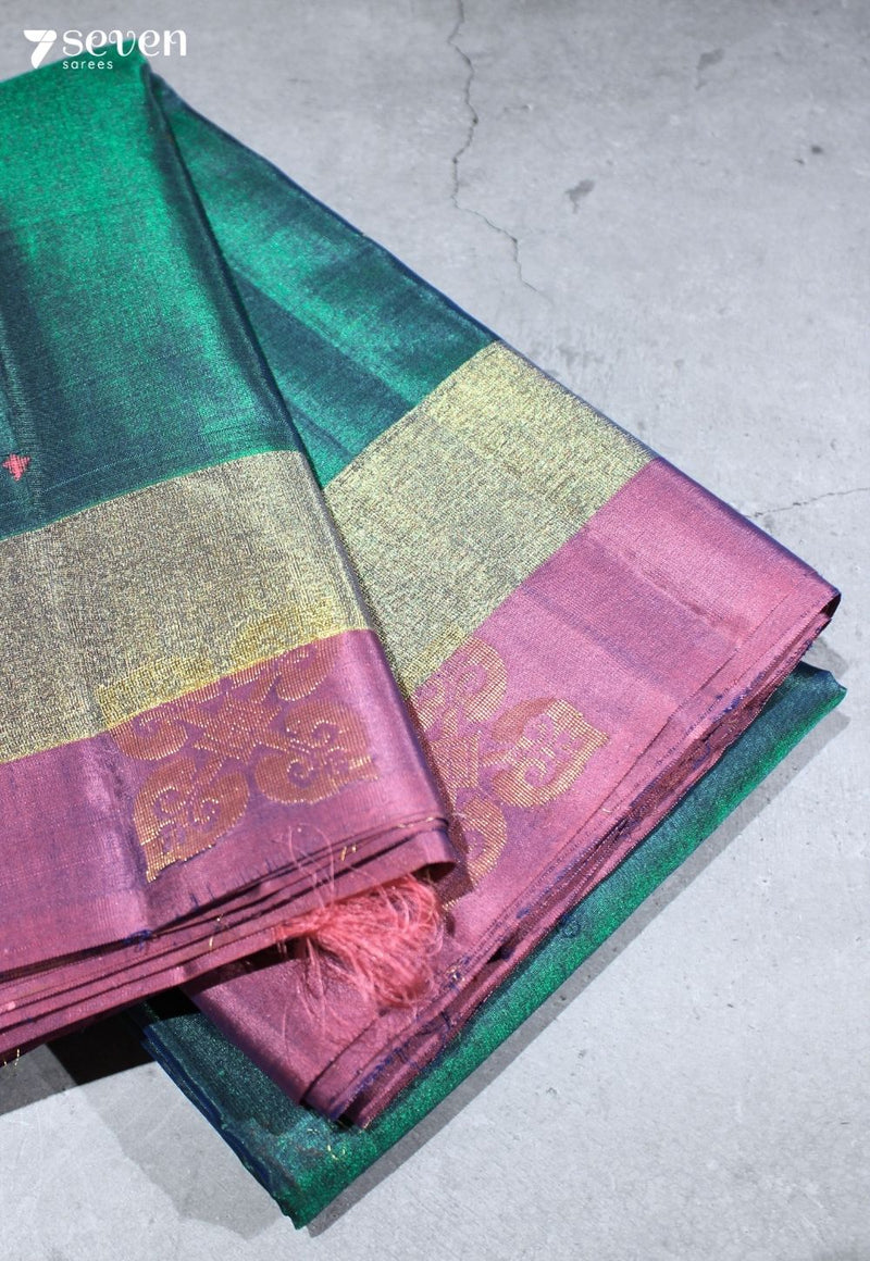 Ambara Vaibhava Signature Seven Handloom Blue Bangalore Pure Silk Cotton Saree - Seven Sarees - Saree - Seven Sarees