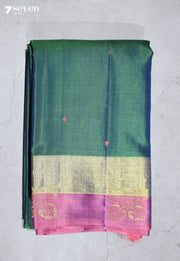 Ambara Vaibhava Signature Seven Handloom Blue Bangalore Pure Silk Cotton Saree - Seven Sarees - Saree - Seven Sarees