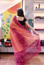 Amber Olive Signature Seven Handloom Pink Bangalore Pure Cotton Saree - Seven Sarees - Saree - Seven Sarees