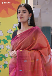 Amber Olive Signature Seven Handloom Pink Bangalore Pure Cotton Saree - Seven Sarees - Saree - Seven Sarees