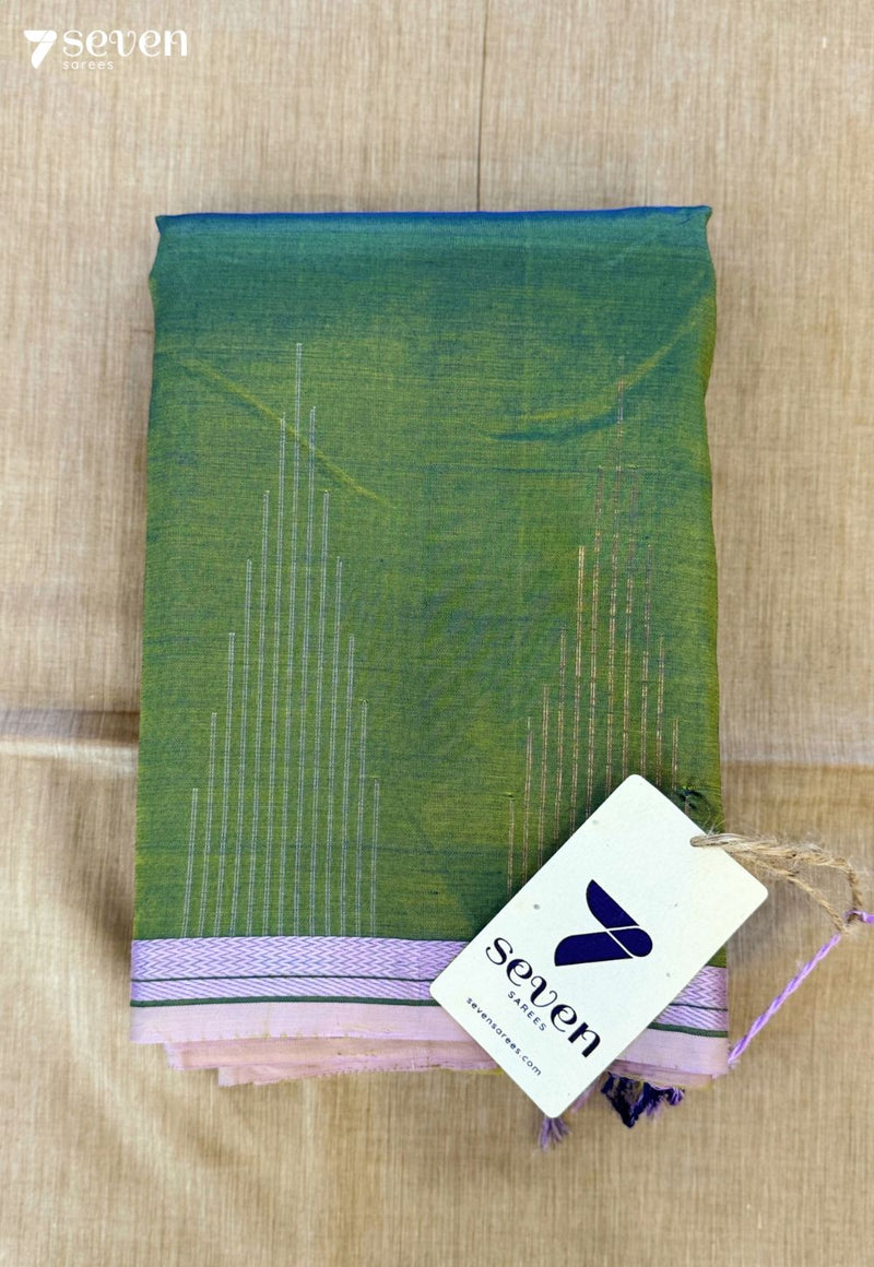 Amla Glow Signature Seven Handloom Green Bangalore Vegan Silk Saree - Seven Sarees - Saree - Seven Sarees