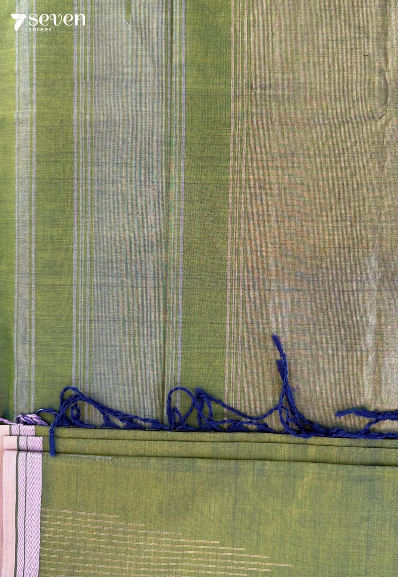 Amla Glow Signature Seven Handloom Green Bangalore Vegan Silk Saree - Seven Sarees - Saree - Seven Sarees