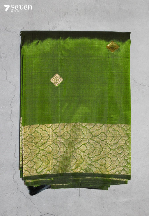 Amodita Signature Seven Handloom Green Bangalore Pure Silk Saree|Silk Mark Certified - Seven Sarees - Saree - Seven Sarees