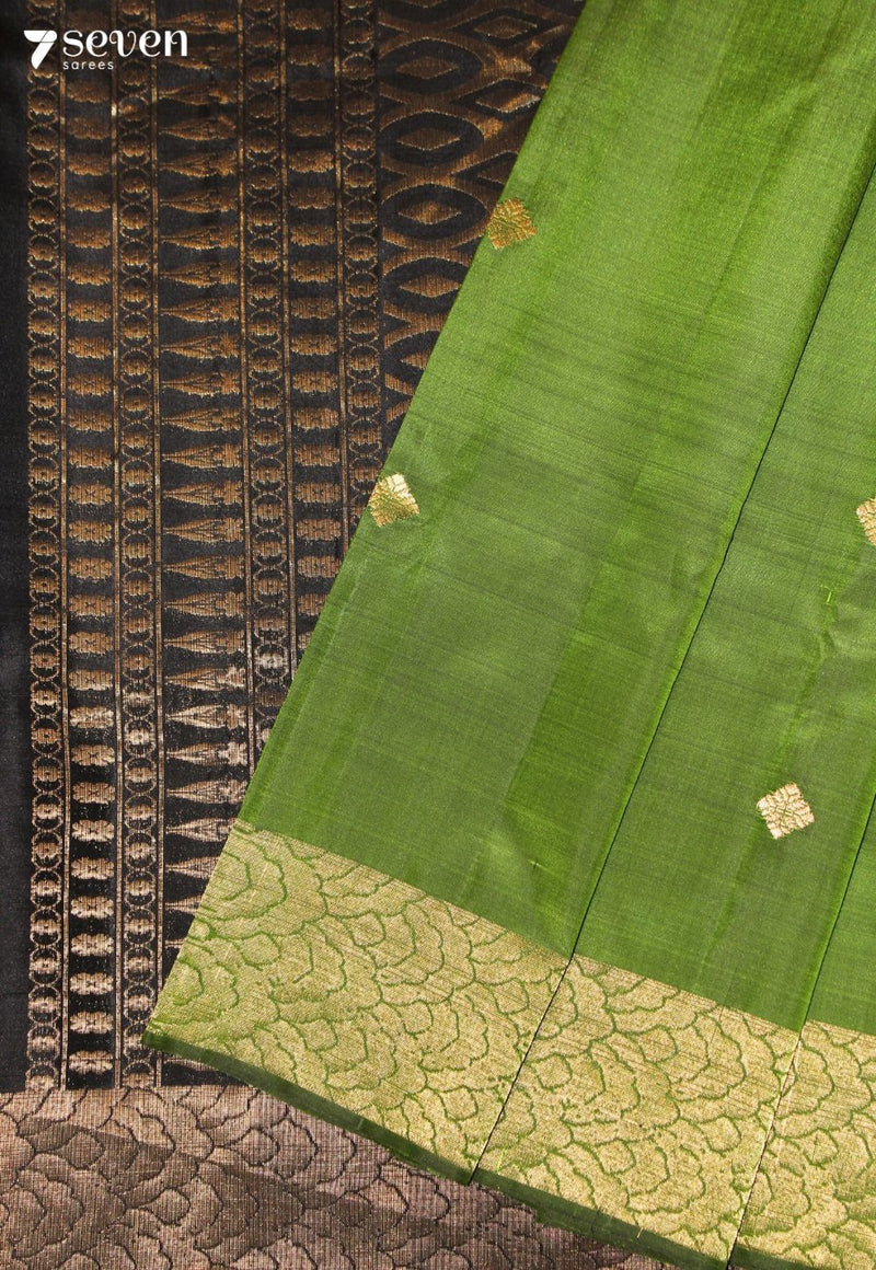 Amodita Signature Seven Handloom Green Bangalore Pure Silk Saree|Silk Mark Certified - Seven Sarees - Saree - Seven Sarees