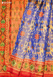 Anagha Patola Handloom Single Ikat Blue Tissue Pure Silk Saree | Silk Mark Certified - view 1