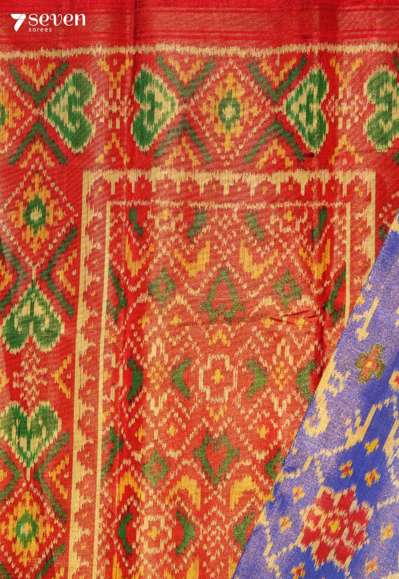 Anagha Patola Handloom Single Ikat Blue Tissue Pure Silk Saree | Silk Mark Certified - view 3