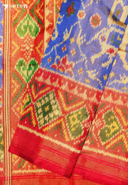 Anagha Patola Handloom Single Ikat Blue Tissue Pure Silk Saree | Silk Mark Certified - view 5