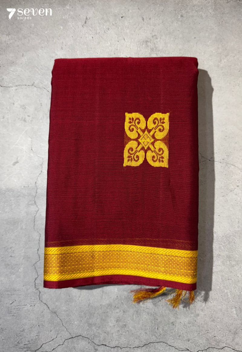 Angara Signature Seven Handloom Red Bangalore Pure Cotton Saree - Seven Sarees - Saree - Seven Sarees
