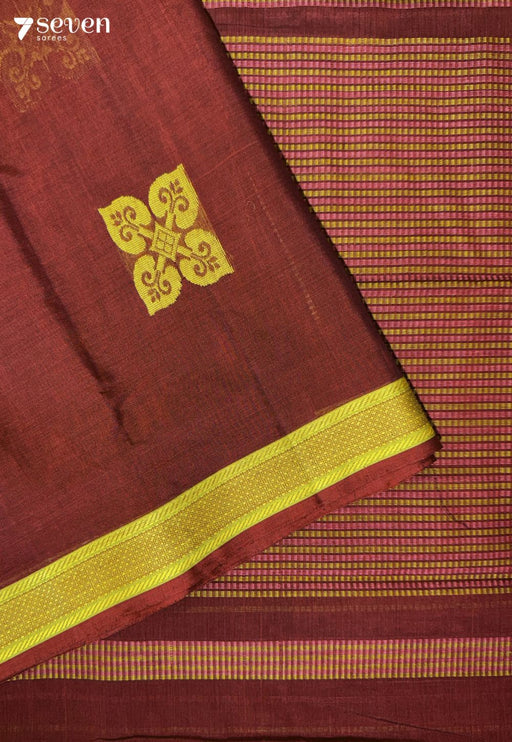Angara Signature Seven Handloom Red Bangalore Pure Cotton Saree - Seven Sarees - Saree - Seven Sarees