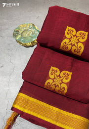 Angara Signature Seven Handloom Red Bangalore Pure Cotton Saree - Seven Sarees - Saree - Seven Sarees