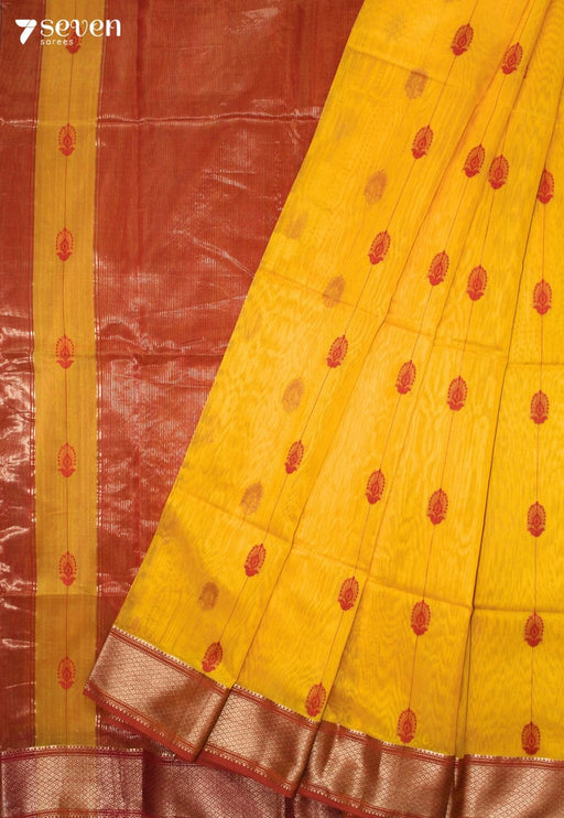 Anindita Maheshwari Handloom Yellow Silk Cotton Saree - Seven Sarees - Seven Sarees