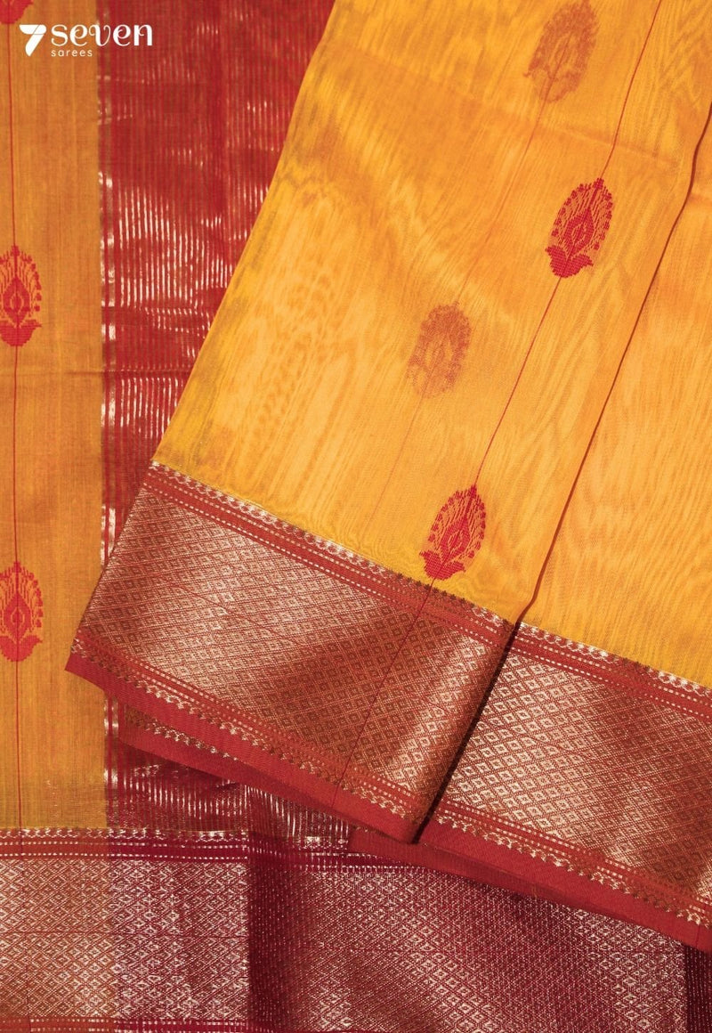 Anindita Maheshwari Handloom Yellow Silk Cotton Saree - Seven Sarees - Seven Sarees