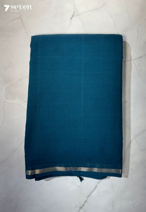 Antara Signature Seven Handloom Blue Bangalore Pure Cotton Saree - Seven Sarees - Saree - Seven Sarees