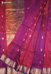 Anukriti Maheshwari Handloom Pink-Purple Silk Cotton Saree - Seven Sarees - Seven Sarees