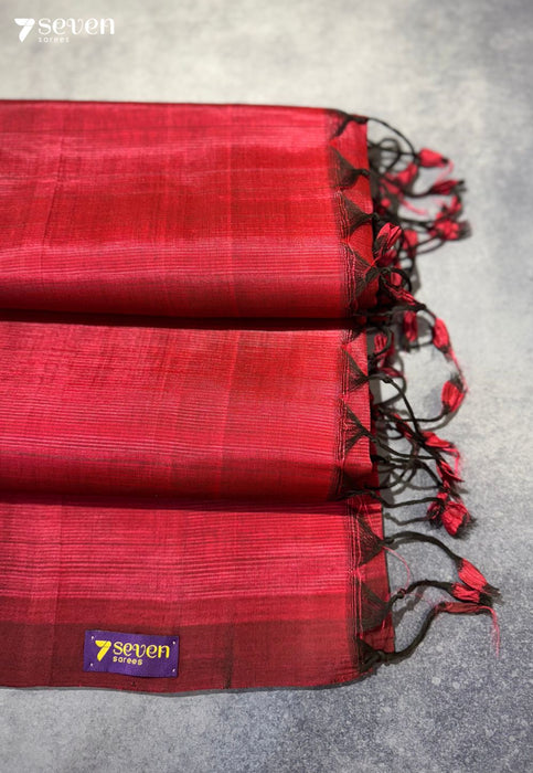 Anura Mangalagiri Handloom Red Vegan Silk Saree - Seven Sarees - Saree - Seven Sarees