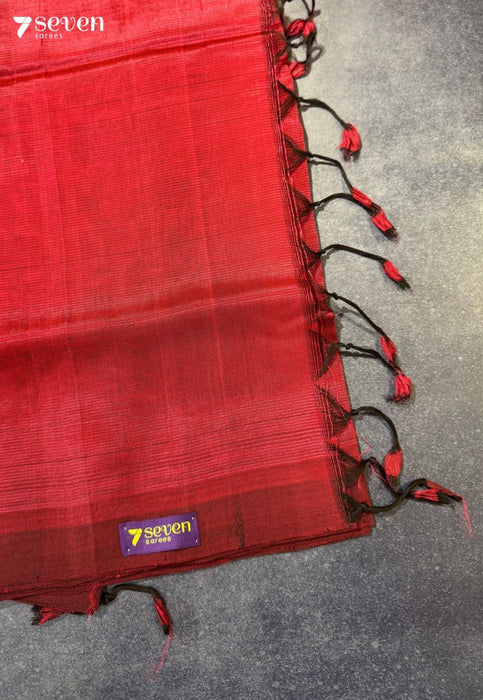Anura Mangalagiri Handloom Red Vegan Silk Saree - Seven Sarees - Saree - Seven Sarees