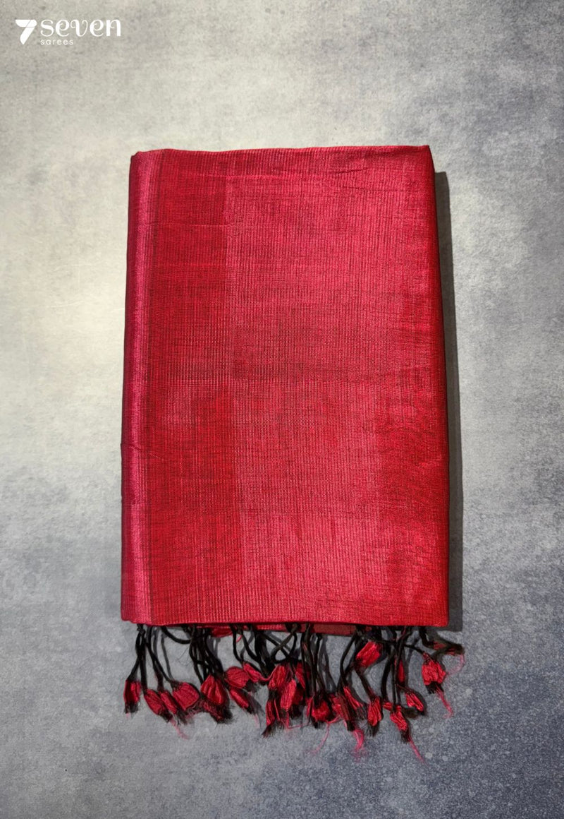 Anura Mangalagiri Handloom Red Vegan Silk Saree - Seven Sarees - Saree - Seven Sarees
