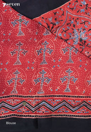 Anuradha Kutch Red Pure Handmade Ajrakh Modal with Handpasted Mirrors - view 3