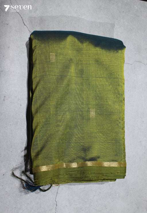 Anvaya Signature Seven Handloom Green Bangalore Vegan Silk Saree - Seven Sarees - Saree - Seven Sarees